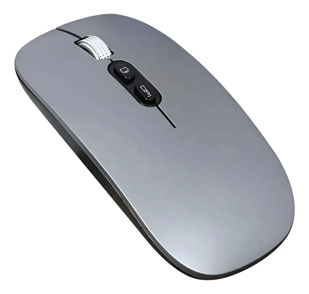 Mouse Óptico Sem Fio H'maston Recarregável Cinza Para Notebook