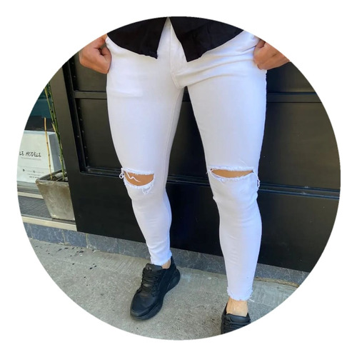 Jeans Blanco Slim Fit Roto