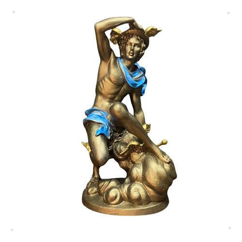 Estátua Hermes Mensageiro - Decoração Resina Cor Azul