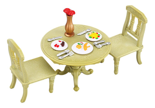 Minijuego De Muebles De Cocina, Mesa, Silla Y Comida, 1:12 P