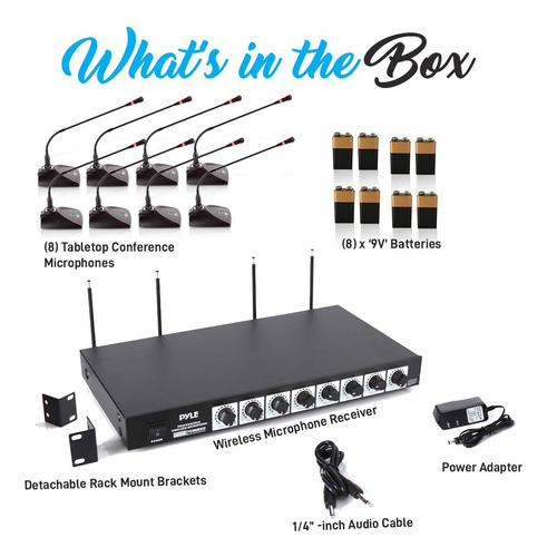 Sistema De Microfone Sem Fio Pyle 8 Channel - Micicão De Áud