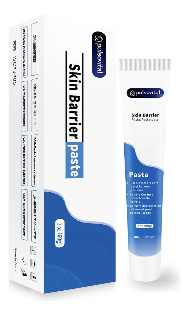 pulsovital Pasta de barrera de la piel 60g,protectores de Colostomía,Barrera de la piel de la Colostomía,Prevenir fugas y corrosión
