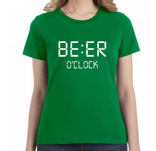 Camiseta Playera Mujer Beer O Clock Cerveza Reloj