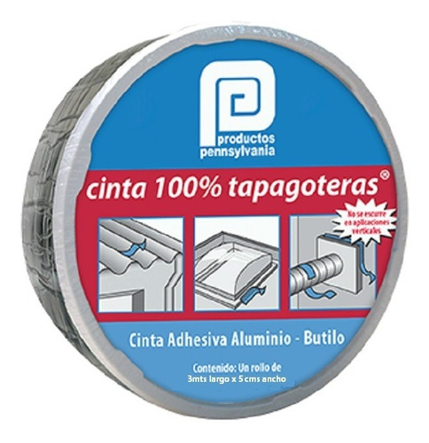 Cinta Adhesiva 100% Tapagoteras Aluminio-butilo 5cm X 3mt