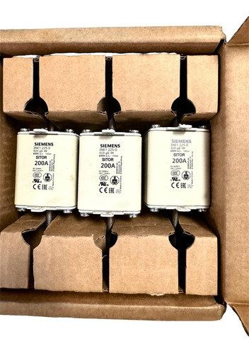 Cartucho Fusible Sitor Nh Tamaño 1 200a Siemens 3ne1225-0 Pack 3 Fusibles