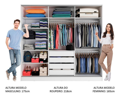 Ropero Closet Madesa Royale 3 Puertas 2 Espejo Blanco