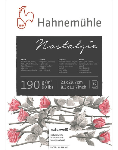 Bloque Hahnemühle Nostalgie de 190 g, A4, 50 hojas