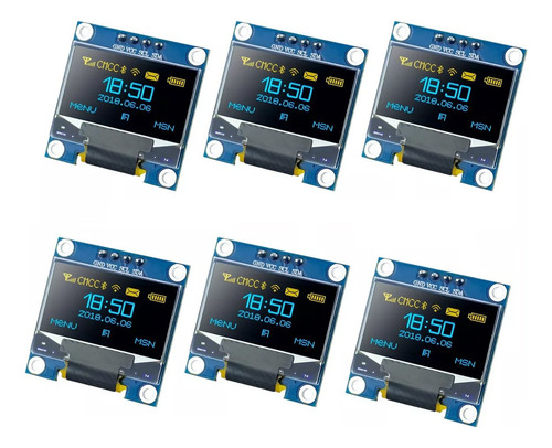 6 Pcs 0.96'' Oled I2c Pantalla 128x64 Para Arduino