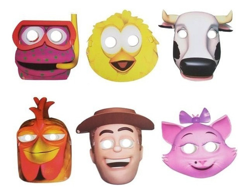 Antifaz Mascara Personajes Carton Con Elastico Color La Granja De Zenon X7