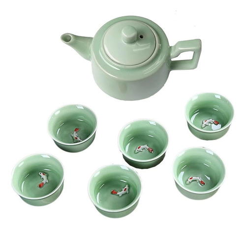 Juego De Té   Chino De Porcelana H A Mano (6 Tazas Con  Jdt