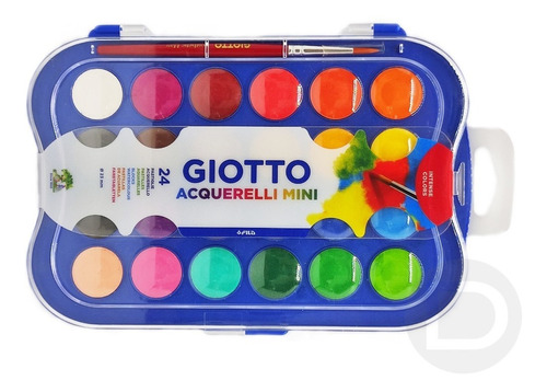 Estojo De Aquarela Pastilha 24 Cores Giotto Mini + Pincel