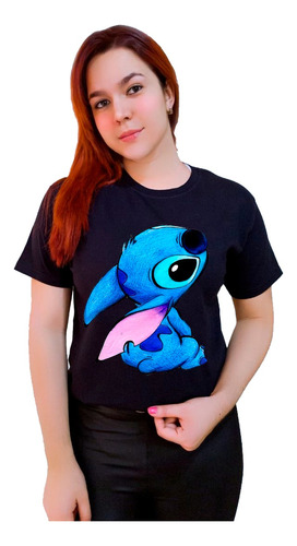 Polera Dama Estampada 100%algodon Diseño Stitch Senntado