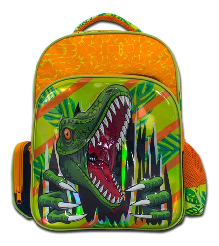 Imagen 1 de 6 de Mochila Escolar Infantil De Dinosaurio Resistente Tutti