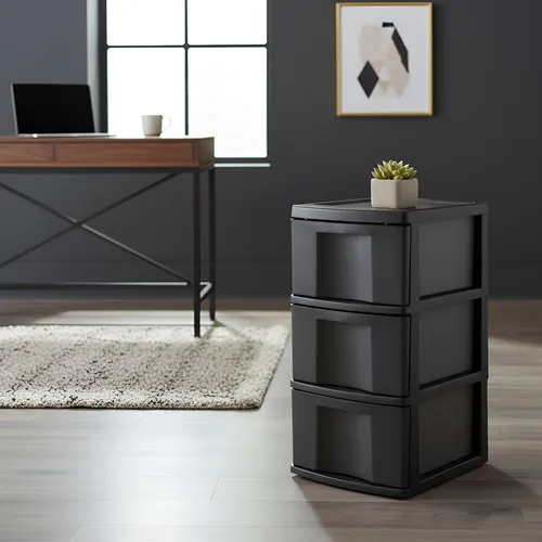 Gaveteiro Plástico Preto 3 Gavetas Grandes Gv14 São Bernardo Organizador