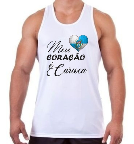 Camiseta Regata Meu Coração É Carioca Rio De Janeiro