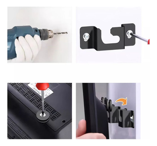 Kit 4 Suporte De Parede Para Tv Fixo Led Universal Lcd Cor Preto