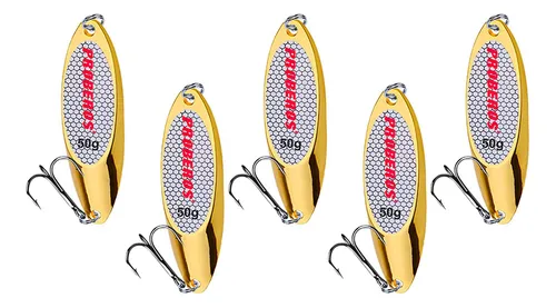 comprar 5 Cucharas De Pesca Señuelos Con Anzuelos Triples Cebos Y