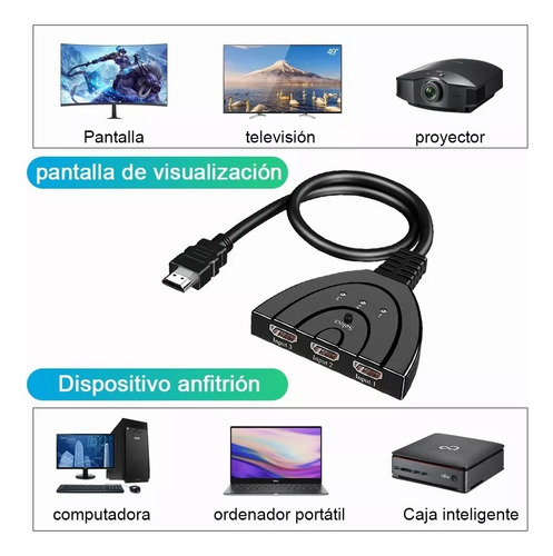Switcher Hdmi 1080p 3 Entradas 1 Salida Selector Connector