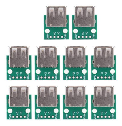 10 Unidades Usb Tipo A Hembra Breakout Board, 0.100in Adapta