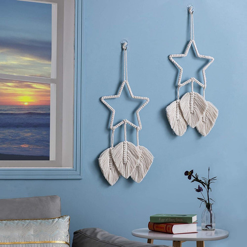 2 Piezas Colgante Macramé Pared Atrapasueños Borlas Decoraci
