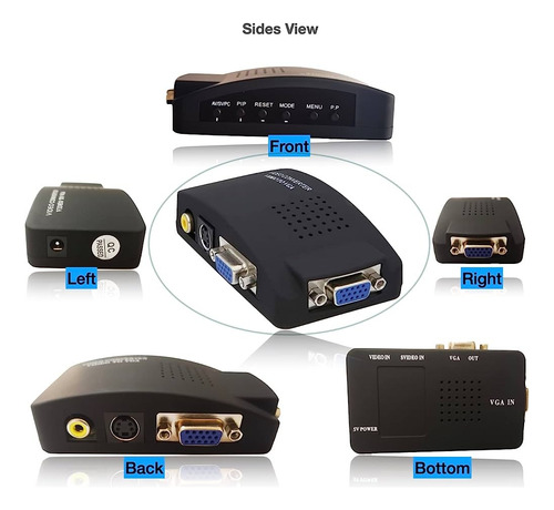 Consola Conversor Vga A Rca O S-video Con Cable Con Audio-..