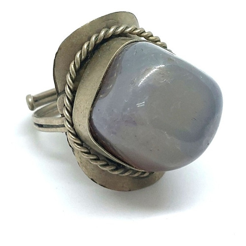 Anillo Piedra Natural Ópalo Gris Positividad