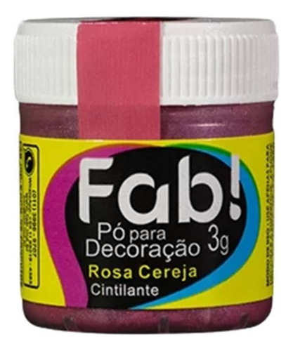 1 Corante Pó Rosa Cereja Fab Decoração Bolos E Doces Full