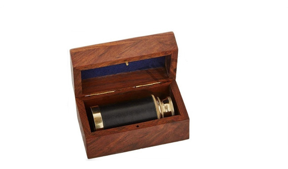 8/" Piratas Telescopio Telescopio marina de latón sólido con caja de madera