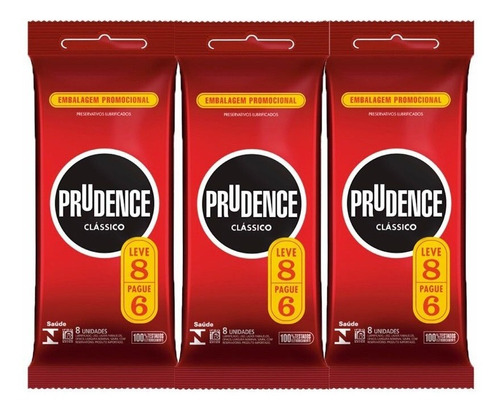 Kit Com 3 Preservativo Prudence Classico Leve 8 Pague 6