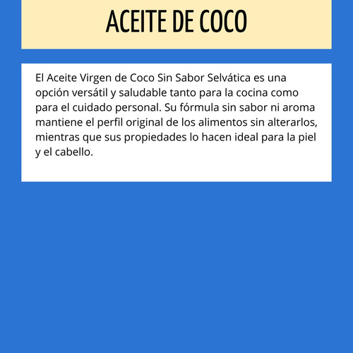 Aceite Virgen De Coco Sin Sabor Selvática 473 Ml