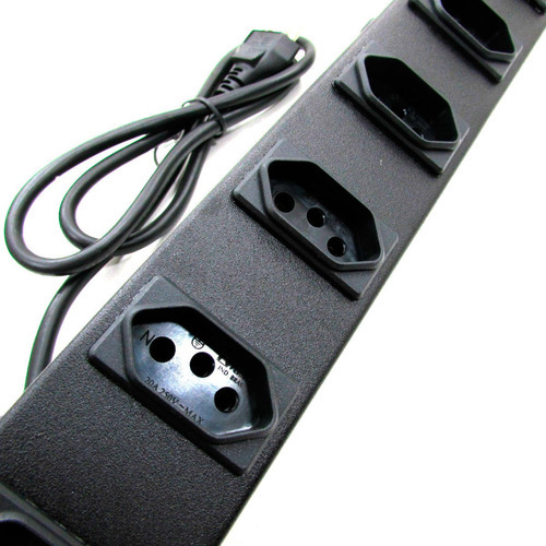 Régua Para Rack 19 Pol Com 8 Tomadas De 20a Plug 20a Calha Cor Preto 127V/220V