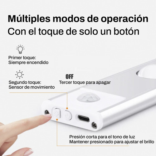 Barra Luz Fria Calida Led Usb Recargable Sensor 40cm X2 Color Blanco Frio Y Calido