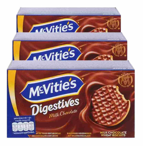 Biscoito Digestive Mcvitie´s, Chocolate, 3 Pacotes De 200g