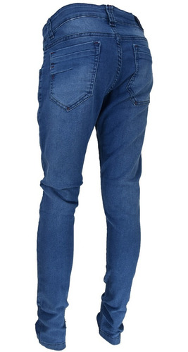 Imagen 2 de 4 de Pantalon Jean Niño Celeste Chupin Elastizado Talle 4 Al 16