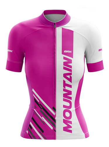 Imagem 1 de 3 de Camisa Ciclismo Brk Feminina Rosa E Branco Com Fpu 50+