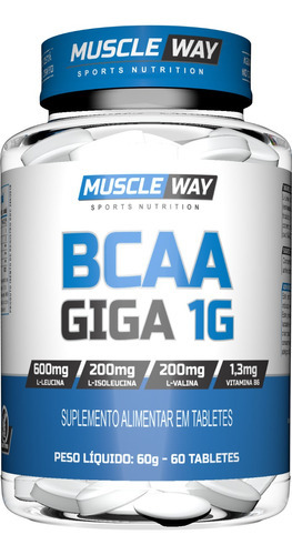 Bcaa Giga 1g 60 Tabletes - Muscle Way Sabor Sem sabor