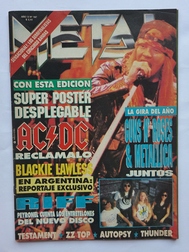 Metal 197 '92 Sin Poster Guns , Metálica Riff Testament Zz