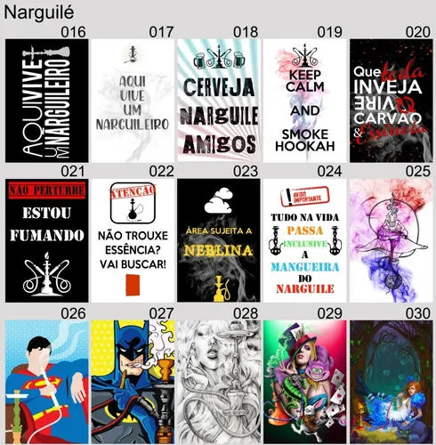 comprar Kit 10 Placas Impressos Narguile Arguile Hookah