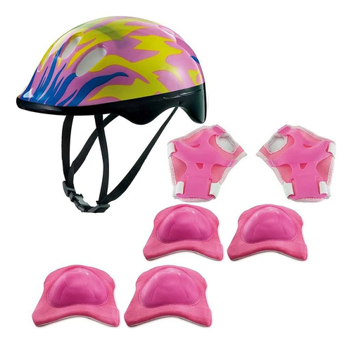 Kit Proteção Infantil Joelheira Capacete Segurança Esporte 