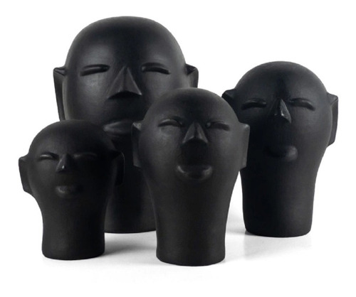 Kit 3 Escultura Cerâmica Cabeça De Cida Lima Artesanato