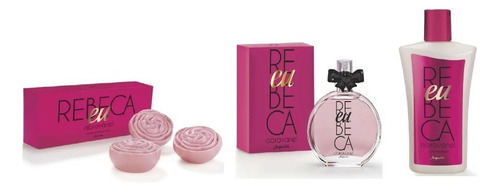 Kit Eu Rebeca Abravanel Cologne, jabones y loción hidratante, tipo de embalaje: bote, fragancia a rosas, tipos de piel: normal