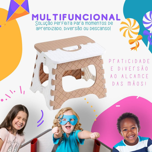 Banqueta Dobrável Infantil Portátil Leve 20cm Cor Sortida