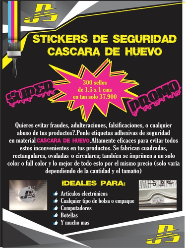 Sticker, Sellos, Etiquetas De Seguridad Cascara De Huevo