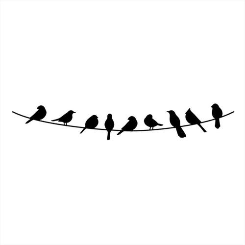 Adesivo De Parede 30x190cm - Pássaros Nos Fios Natureza