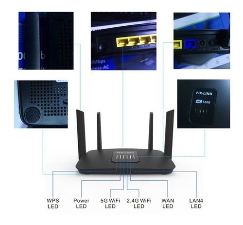 Router Pix Link Ac06 Doble Banda 4 Antenas 1200mbp
