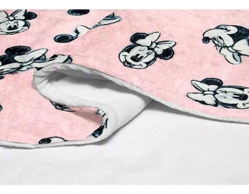 Cobertor Individual Invernal Minnie Mouse Disney Borreguita Color Gris