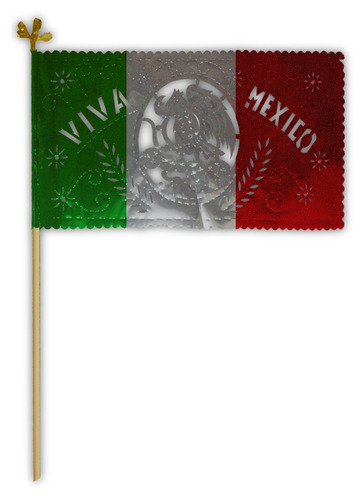 Decoración Papel Metálico  Fiestas Mex Bandera Num 1, 10 Pz