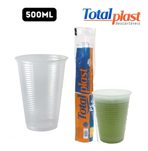 Vaso desechable de plástico Totalplast Transp, 500 ml, 50 onzas
