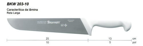 Cuchillo profesional para carnicería y barbacoa Starrett de 10 pulgadas y 25 cm, color blanco