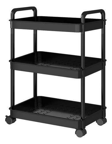 Carrito De Almacenamiento De 3 Niveles, Cocina, Baño, Negro
